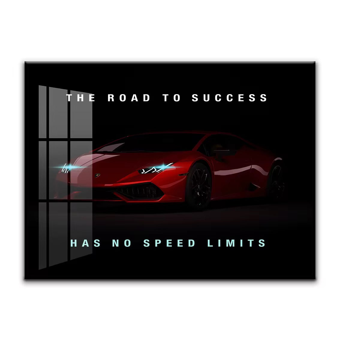 Luxury Lamborghini Motivation Glass Wall Art - The Road to Success -