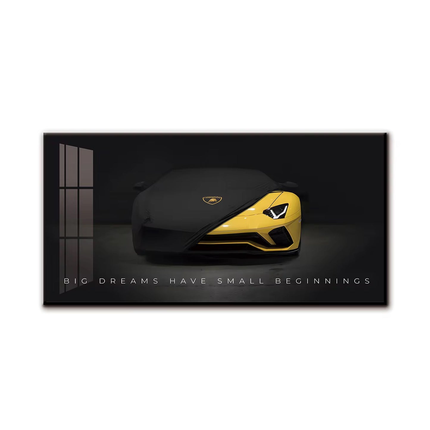 Yellow Lamborghini Motivation Wall Art - Big Dreams Small Beginnings -